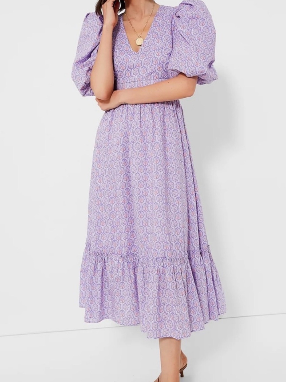 Hyacinth House Lilac blush Floral Lindley Dress Puff Sleeves large tuckernuck